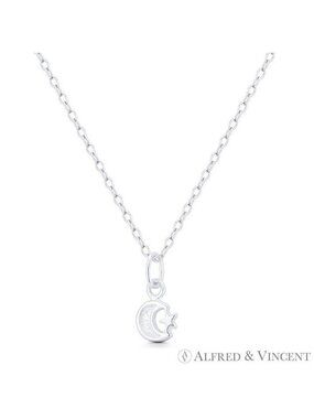 Crescent Moon & Star Turkish / Muslim Charm Pendant in .925 Sterling Silver